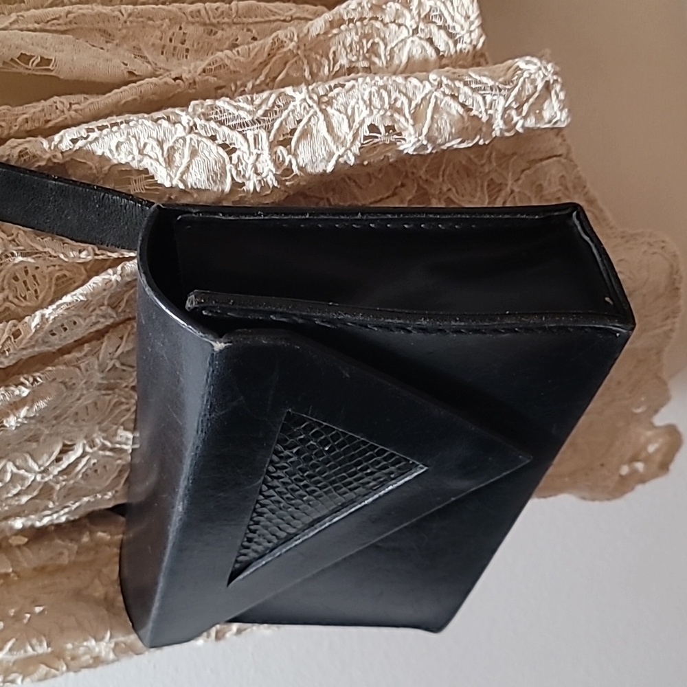 Vintage Black Leather Crossbody Bag 80s Punk Grunge Rock Indie Sleaze Rare Purse
